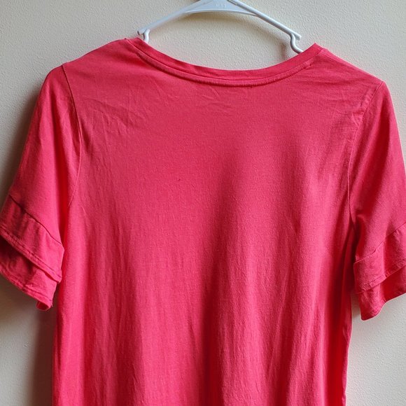 MICHAEL Michael Kors Hot Pink Ruffled Short Sleeve T-Shirt Size Small - Picture 15 of 16
